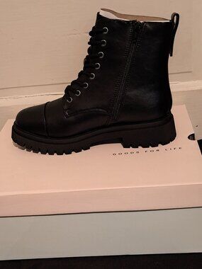 Black  Boots with double Zippers Size 8